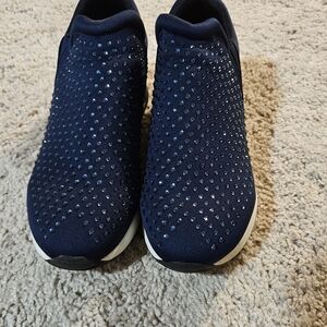 Navy Blue Rhinestone Sneakers